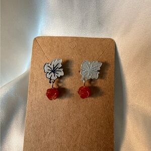 Leaf and Rose Earrings